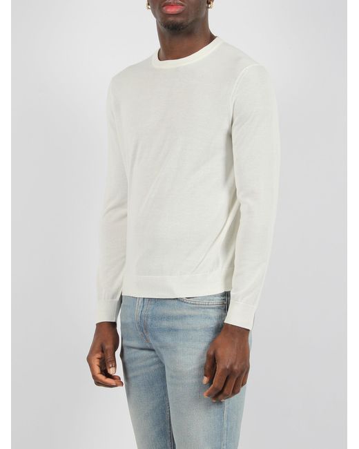 Drumohr White Cotton Knit Sweater for men