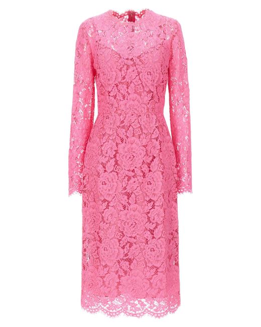 Lace Sheath Dress Abiti Rosa di Dolce & Gabbana in Pink