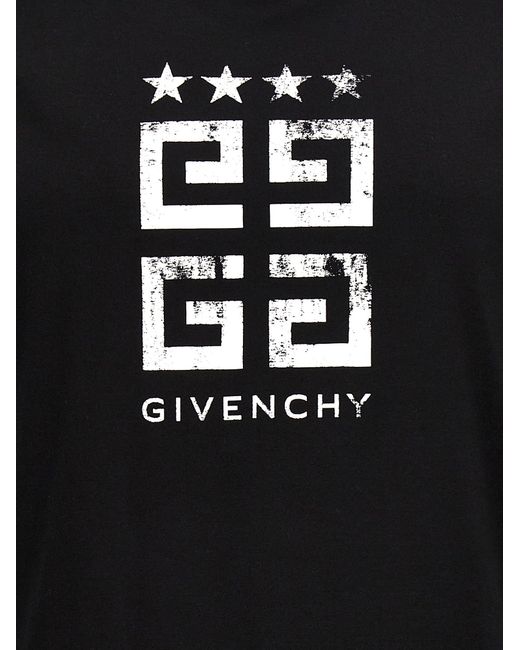Logo Print T Shirt Bianco/Nero di Givenchy in Black da Uomo