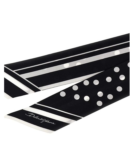 Bandeau Polka Dots Sciarpe Bianco/Nero di Dolce & Gabbana in Black