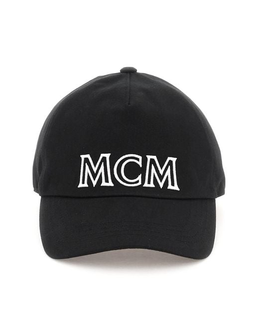 MCM Black Baseball Cap With Embroidered Logo for men