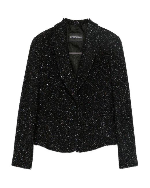Lurex Single-Breasted Jacket-Donna di Emporio Armani in Black