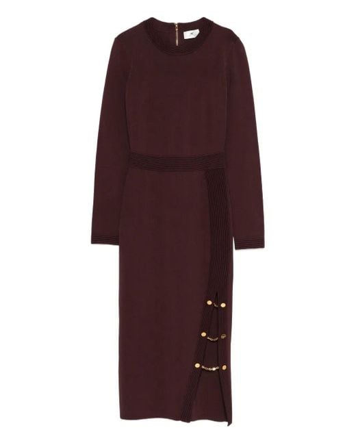 Abito Corto A Coste Con Decorazione A Catena-Donna di Elisabetta Franchi in Purple
