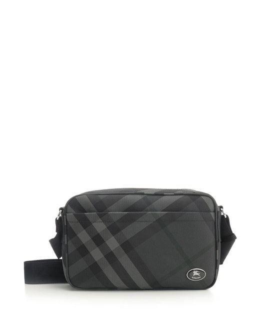 Burberry Gray Grid Handbags for men