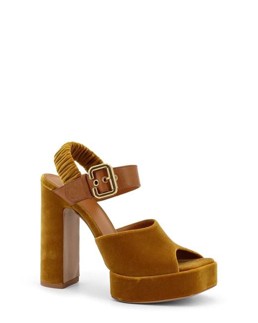 Chloé Brown Aria Velvet Sandals