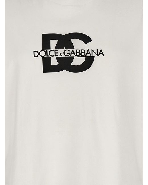 Logo T Shirt Bianco di Dolce & Gabbana in White da Uomo