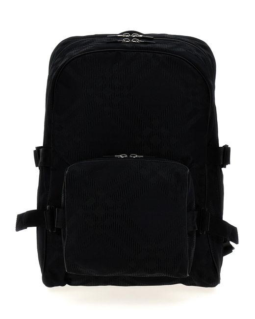 Burberry Black Check Jacquard Backpack for men