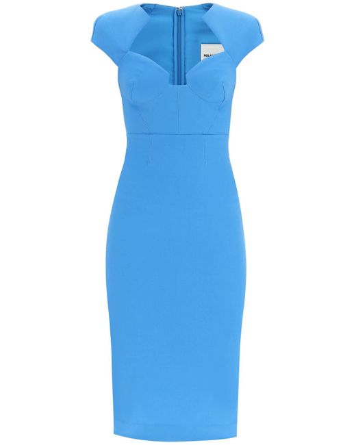Roland Mouret Blue Cap Sleeve Midi Dress