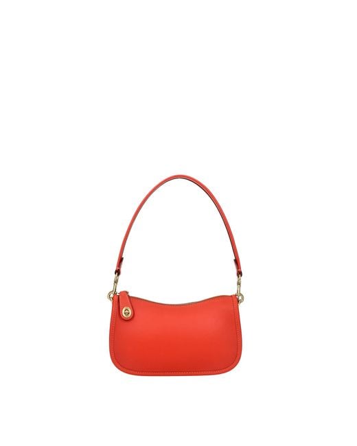 COACH Red Handbags Leather Dark
