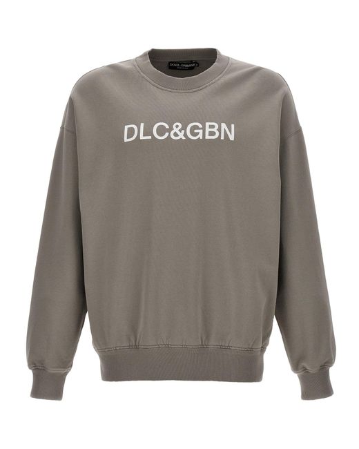 Dolce & Gabbana Gray Logo Print Sweatshirt for men