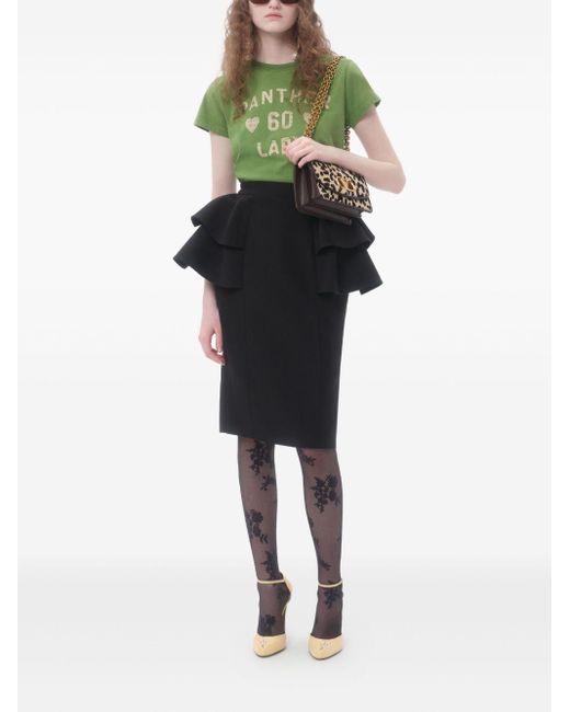Valentino Black Wool And Silk Midi Skirt