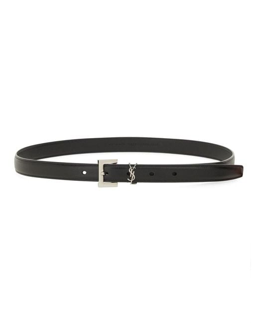 Saint Laurent Black Thin "Cassandras" Belt