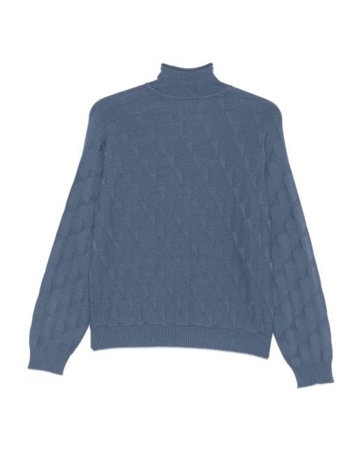 Emporio Armani Blue High-Neck Sweater