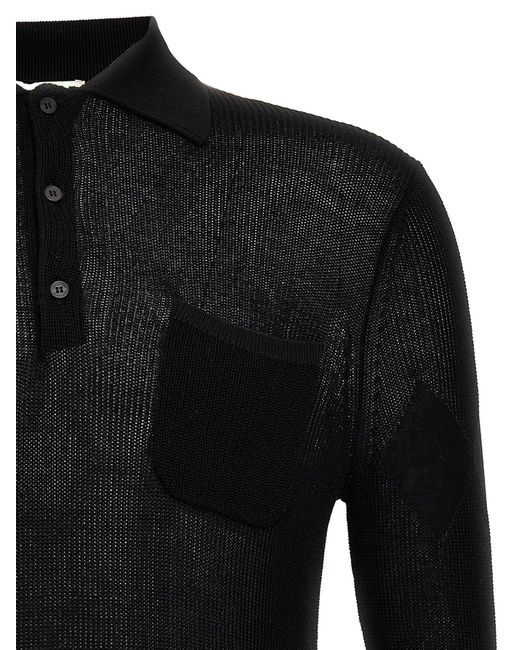 Ballantyne Black Cotton Knit Shirt Polo for men