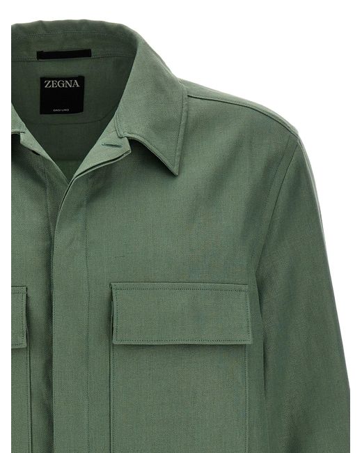 Linen Jacket Giacche Verde di Zegna in Green da Uomo
