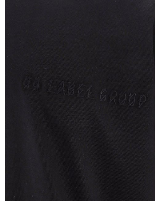 44 Label Group Black Padded Cotton T-shirt With Embroidered Logo On The Front for men