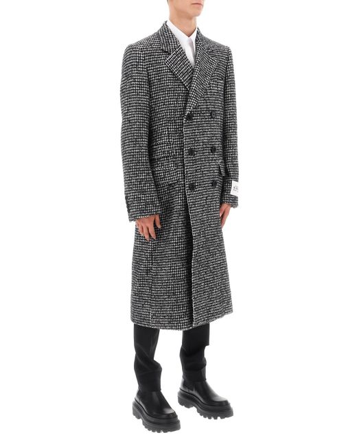Dolce & Gabbana Gray Re-edition Coat In Houndstooth Wool for men