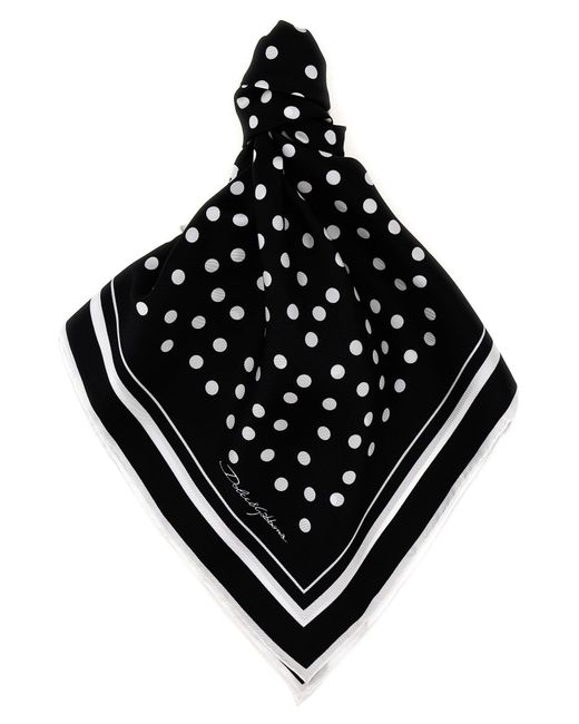 Polka Dot Scarf Sciarpe Bianco/Nero di Dolce & Gabbana in Black
