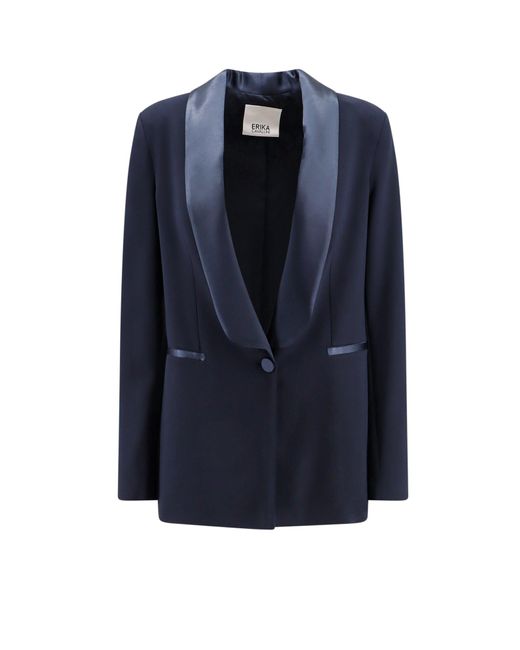 Erika Cavallini Semi Couture Blue Viscose Smoking Blazer