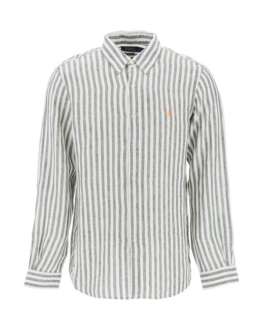 Camicia Custom Fit A Righe di Polo Ralph Lauren in White da Uomo