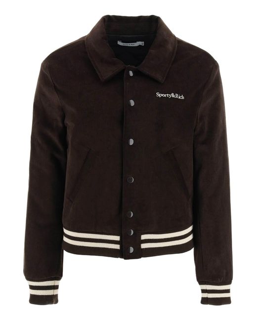 GIACCA VARSITY IN VELLUTO A COSTE di Sporty & Rich in Black