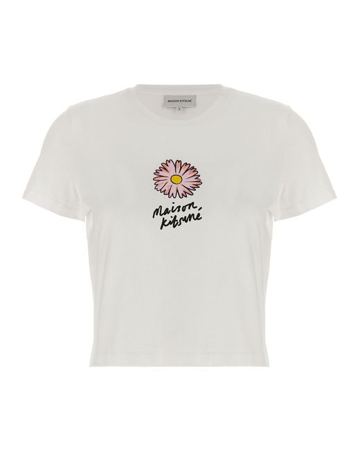 Maison Kitsuné White 'Floating Flower' T-Shirt