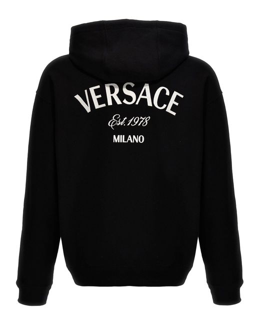 Versace Logo Hoodie Sweatshirt in Black for Men Lyst