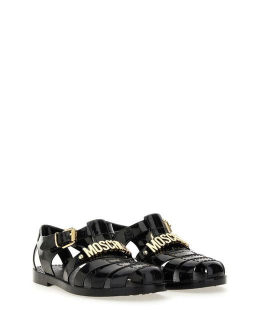 Moschino Black Jelly" Sandal With Lettering Logo