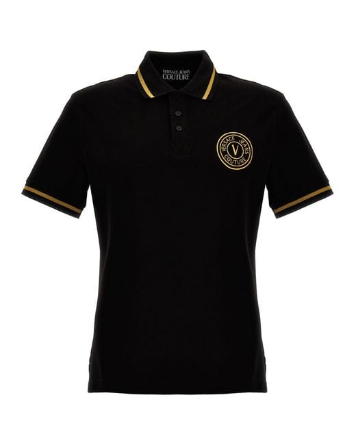 Versace Jeans Couture Logo Shirt Polo in Black for Men | Lyst