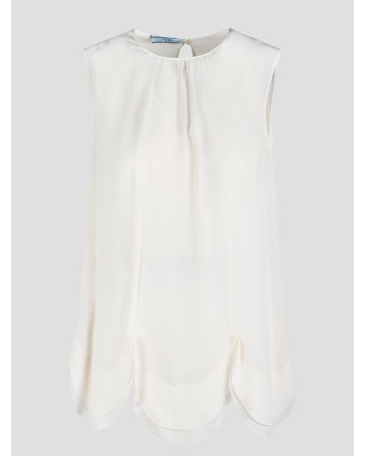 Prada White Silk Top