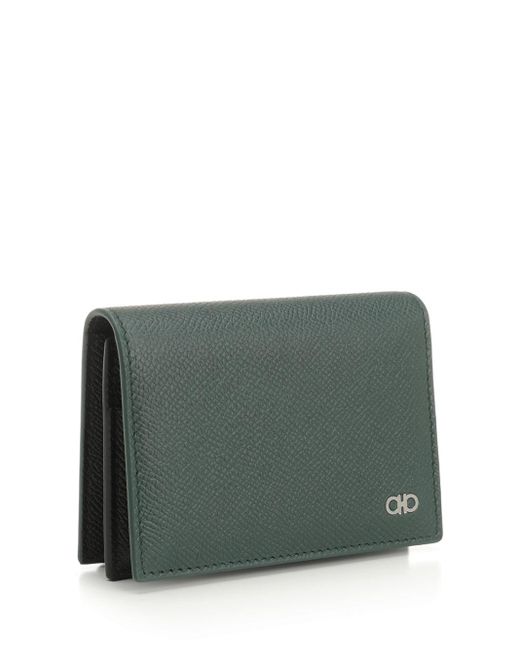 Ferragamo Green "Gancini" Credit Card Holder for men