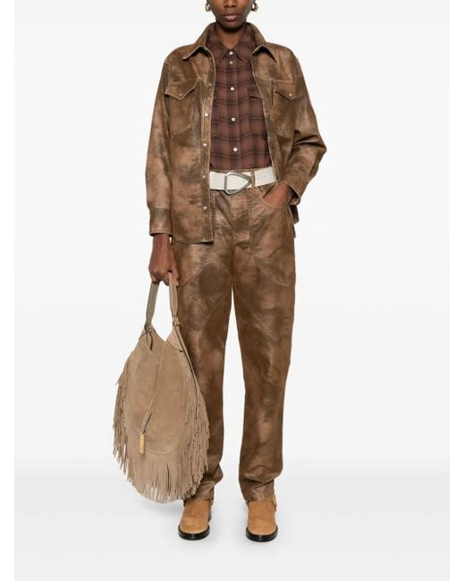 Isabel Marant Brown Karima Faux Leather Shirt