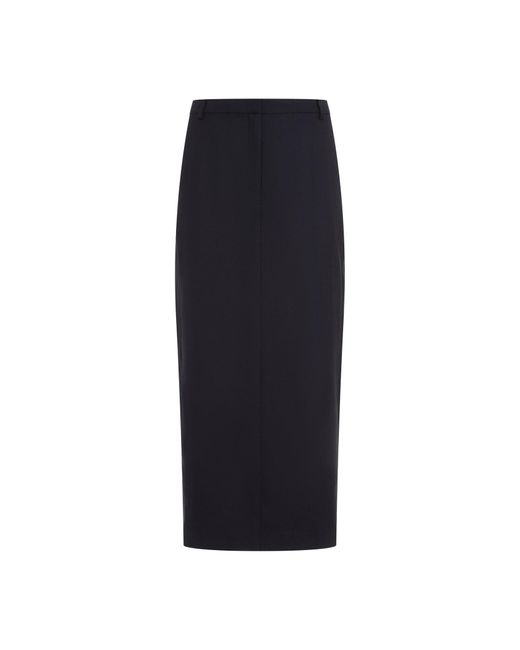Theory Dark Navy Blue Wool Midi Skirt