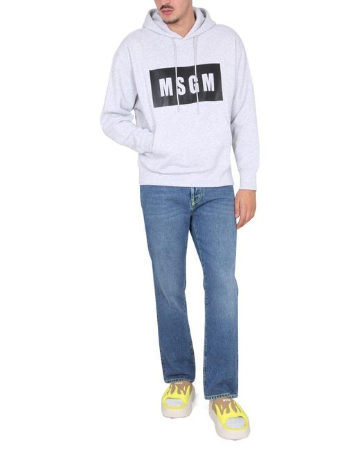 MSGM White Sweatshirt With Logo Box for men