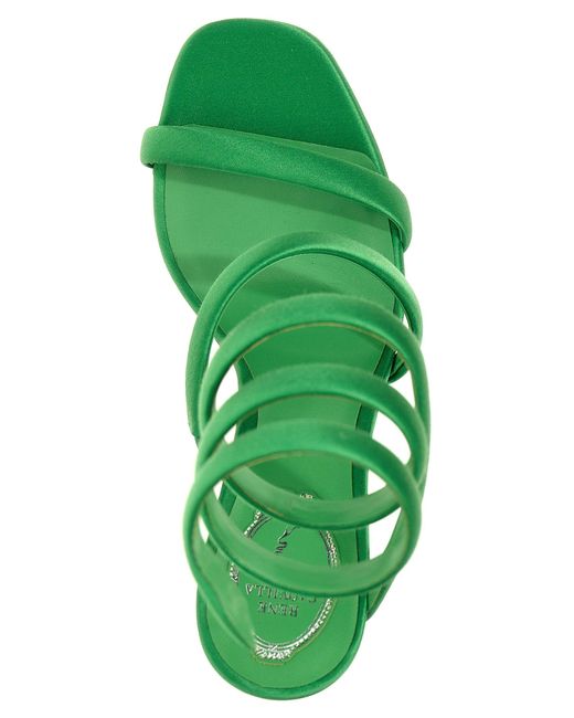 Rene Caovilla Green Lime Cleo Sandals With Crystals
