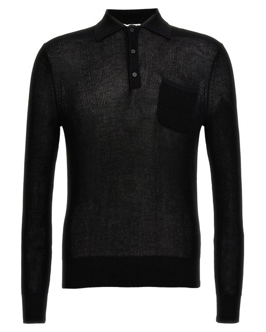 Cotton Knit Shirt Polo Nero di Ballantyne in Black da Uomo
