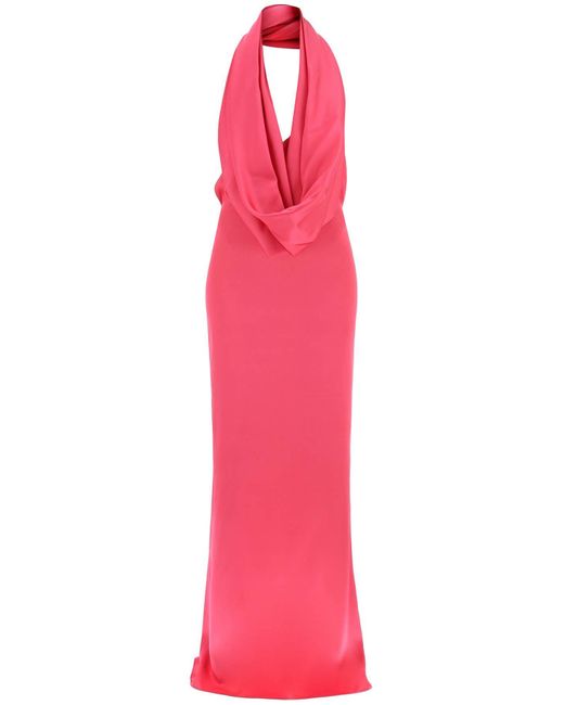 GIUSEPPE DI MORABITO Pink Maxi Gown With Built In Hood