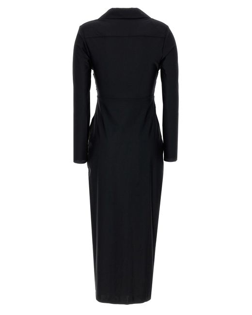 Jersey Cut Out Midi Abiti Nero-Donna di Self-Portrait in Black