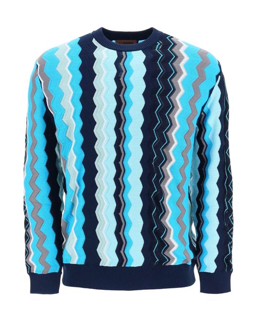 Missoni Blue Zigzag Sweater for men