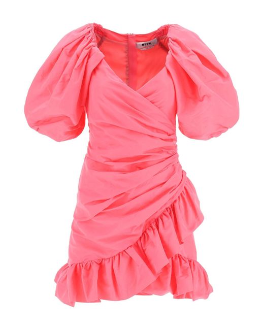 MSGM Pink Draped Mini Dress