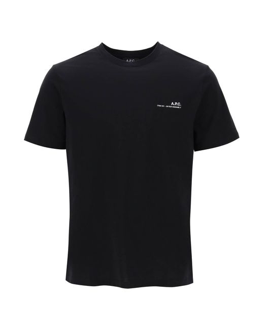 A.P.C. Black Item T Shirt With Logo Print for men