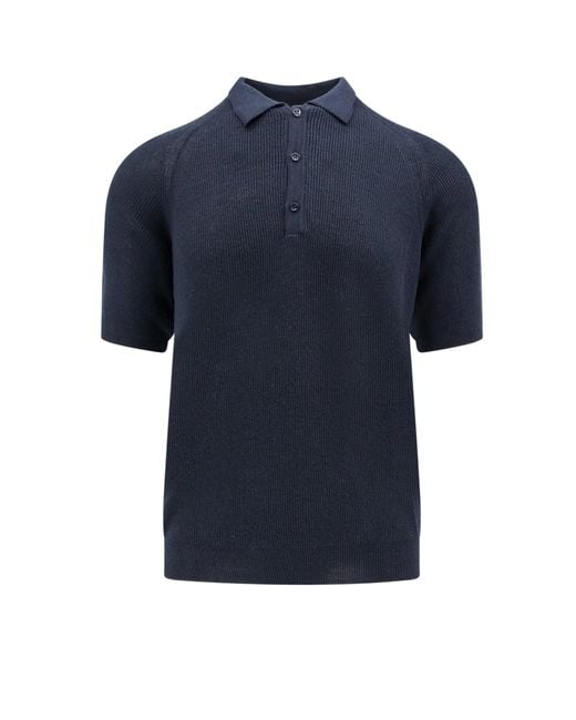 Laneus Blue Cotton Polo Shirt for men