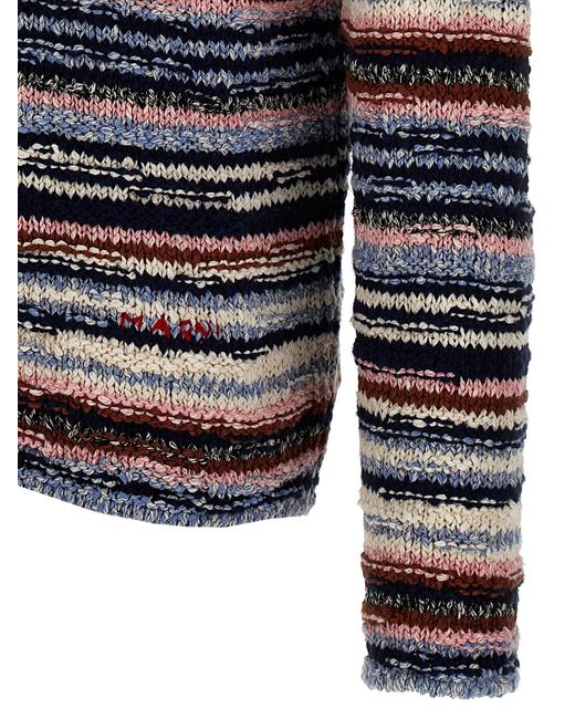 Striped Hooded Sweater Maglioni Multicolor di Marni in Gray da Uomo