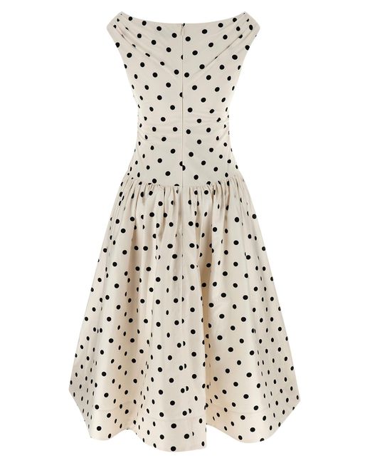 Cream Polka Dot Cotton Midi Abiti Bianco/Nero-Donna di Self-Portrait in White