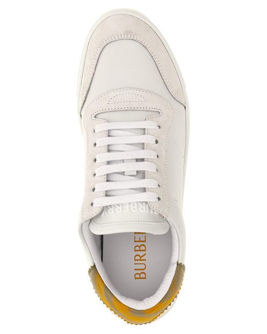 Sneakers in pelle con dettaglio check di Burberry in White da Uomo