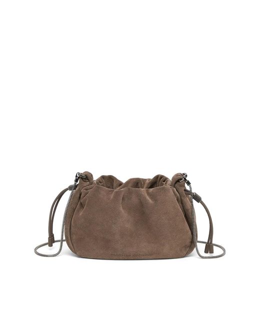 Brunello Cucinelli Brown Leather Shoulder Bag