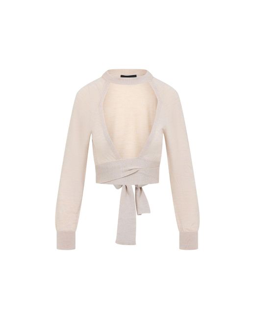 Simone Rocha White Cropped Cut Out Window Jumper