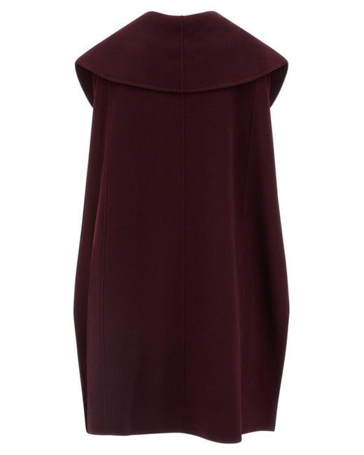 Elisabetta Franchi Purple Double Wool Cape Capes Bordeaux