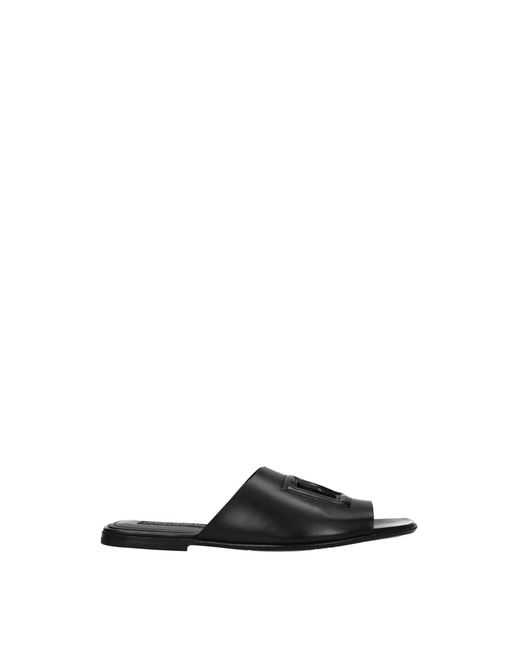 Dolce & Gabbana Black Slippers And Clogs Leather for men