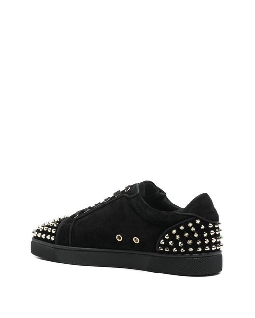 Christian Louboutin Black Seavaste 2 Suede Leather Sneakers for men